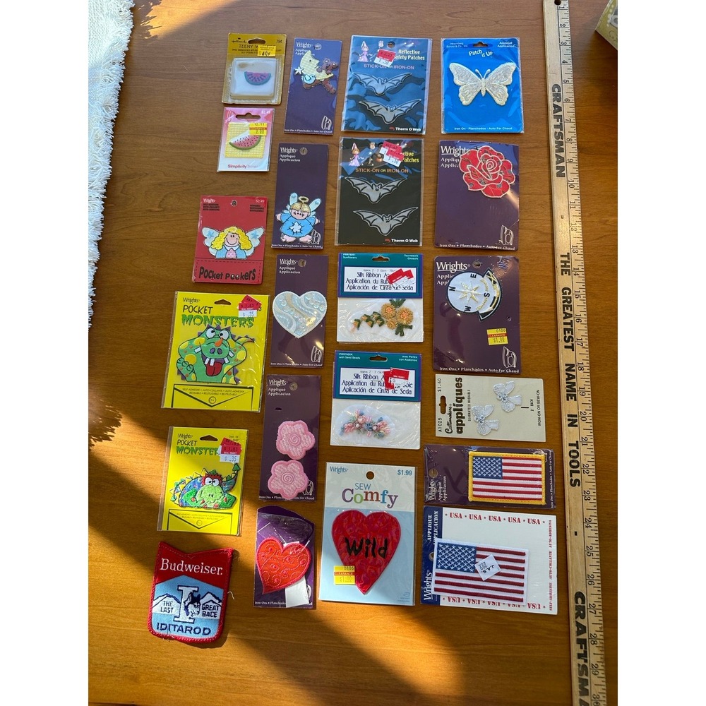 Large lot of sewing appliqués and embellishments
